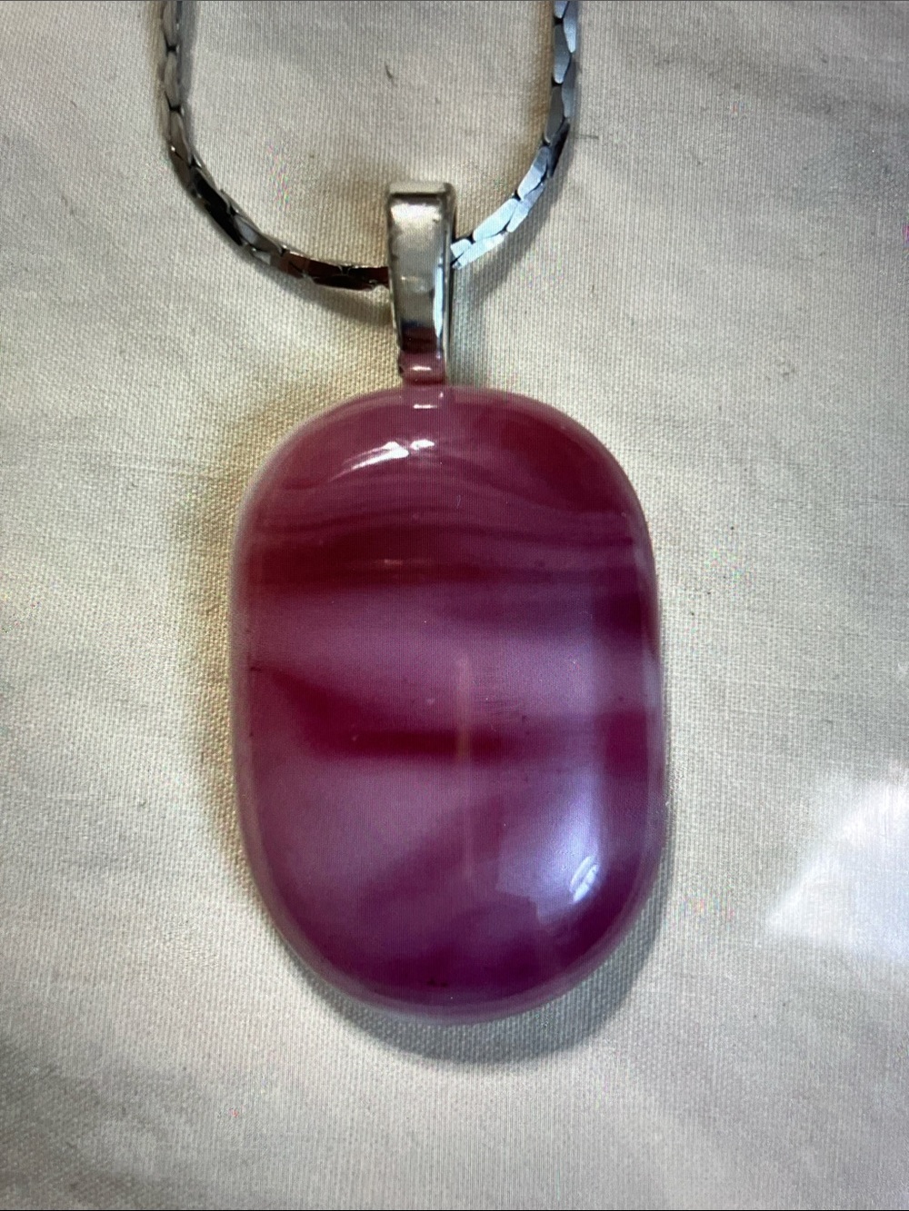 Pink Glass Stone Pendant Necklace - silver Women's Jewelry